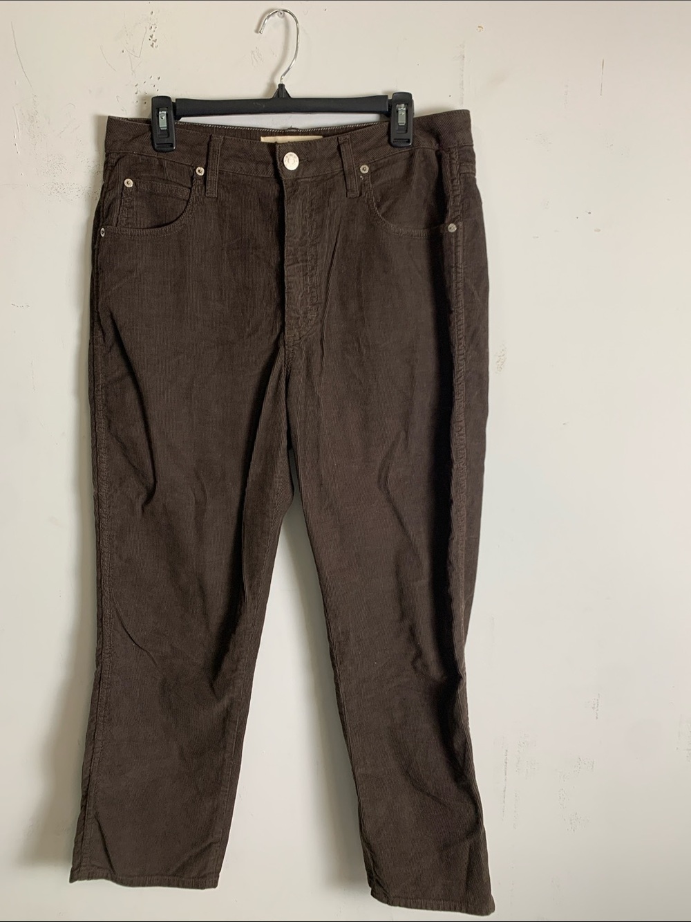 AMO Straight Leg Corduroy Pants in Dark Brown